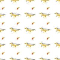 Vector seamless pattern with dinosaur and comet