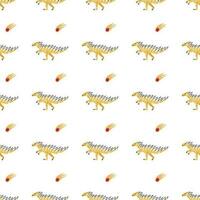 Vector seamless pattern with dinosaur and comet