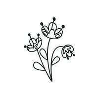 Hand drawn linear vector illustration of a flower