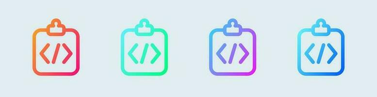 Coding line icon in gradient colors. Programming signs vector illustration.