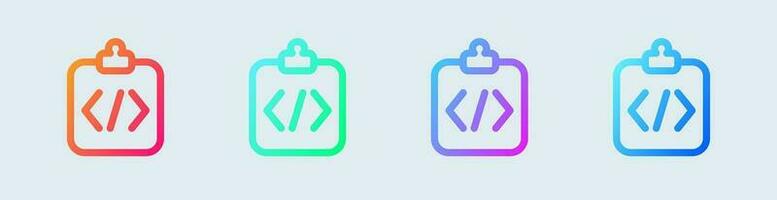 Coding line icon in gradient colors. Programming signs vector illustration.