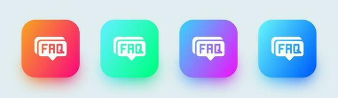 Faq solid icon in square gradient colors. Question signs vector illustration.