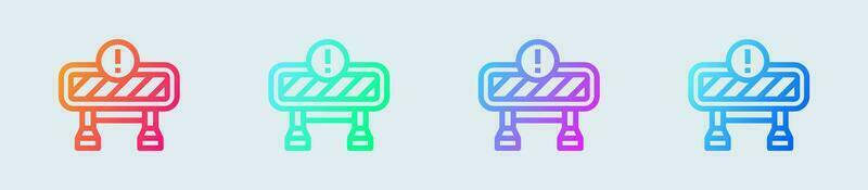 Road block line icon in gradient colors. Barrier signs vector illustration.