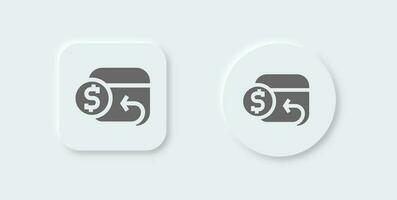 devolución de dinero sólido icono en neomórfico diseño estilo. reembolso señales vector ilustración.
