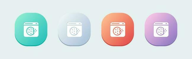 Cookie solid icon in flat design style. Web data signs vector illustration.