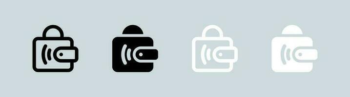 Digital wallet icon set in black and white. Payment signs vector illustration.