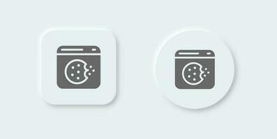 Cookie solid icon in neomorphic design style. Web data signs vector illustration.