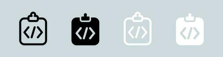 Coding icon set in black and white. Programming signs vector illustration.