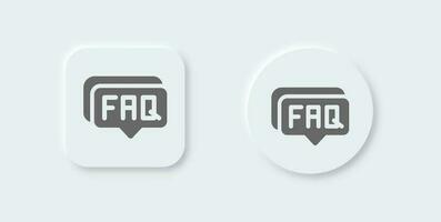 Faq solid icon in neomorphic design style. Question signs vector illustration.