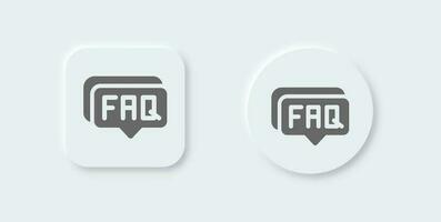 Faq solid icon in neomorphic design style. Question signs vector illustration.