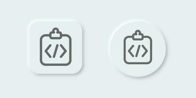 Coding line icon in neomorphic design style. Programming signs vector illustration.