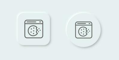 Cookie line icon in neomorphic design style. Web data signs vector illustration.