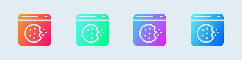 Cookie solid icon in gradient colors. Web data signs vector illustration.