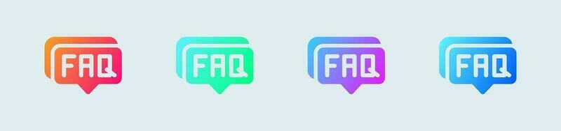 Faq solid icon in gradient colors. Question signs vector illustration.