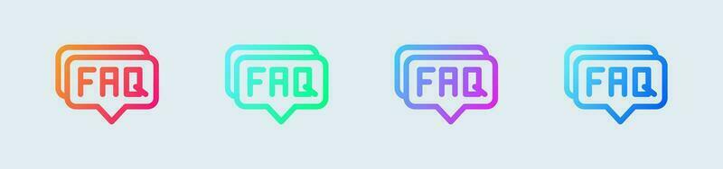 Faq line icon in gradient colors. Question signs vector illustration.