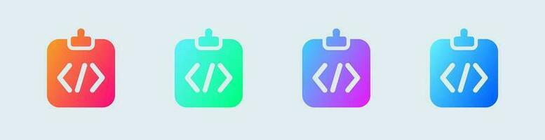 Coding solid icon in gradient colors. Programming signs vector illustration.