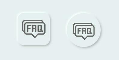 Faq line icon in neomorphic design style. Question signs vector illustration.