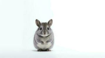 Photo of a chinchilla on white background. Generative AI