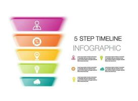 funnel infographic template 5 step for business direction, marketing strategy, vector