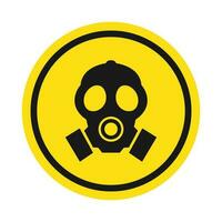 Toxic Gas Mask Yellow Symbol Isolated Vector Illustration