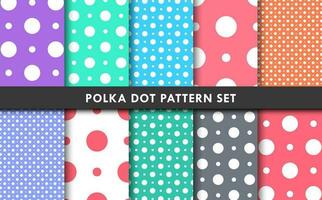 Colorful Polka Dot Unique Style Pattern Background Set Vector Illustration