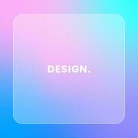 Colorful square gradient background. Social media glassmorphism frame vector illustration.