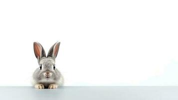 Photo of a rabbit on white background. Generative AI