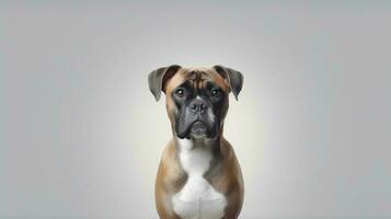 foto de un Boxer perro en blanco antecedentes. generativo ai