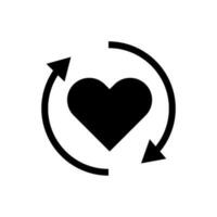 Rotated arrows and heart mark icon. Changes in feelings. vector. vector