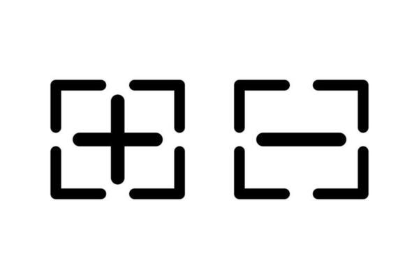 Flat design Zoom in and zoom out icon set. Vectors.