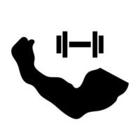 Enlarged biceps silhouette and dumbbell silhouette icon. Vector. vector