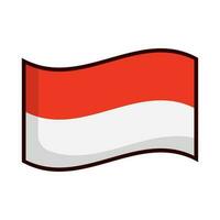 Flat design fluttering Indonesian flag icon. Vector. vector