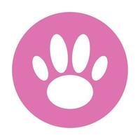 Round pink paw icon. Paw button. Cat footprints. Vector. vector