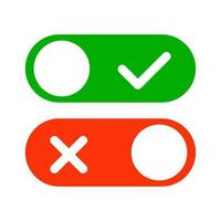 Power on slider switch with check mark and power off slider switch with cross mark icon set. Vector. vector