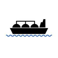 LNG tanker silhouette icon moving forward on the sea. Vector. vector