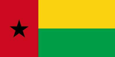 The national flag of the Republic of Guinea-Bissau is isolated in official colors. vector