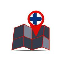 Map pin icon of Finland with a country flag vector