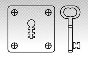 Vintage door keyhole access line art vector icon for apps and websites