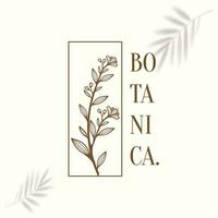 floral elemento mano dibujado botánico logo con salvaje flor vector