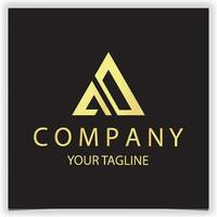 luxury gold letter AO AD initial triangle logo icon premium elegant template vector eps 10