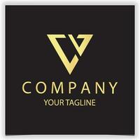 luxury gold letter CV CJ initial triangle logo icon premium elegant template vector eps 10