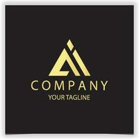 luxury gold letter AI initial triangle logo icon premium elegant template vector eps 10