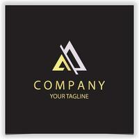 luxury gold letter A AD initial triangle logo icon premium elegant template vector eps 10