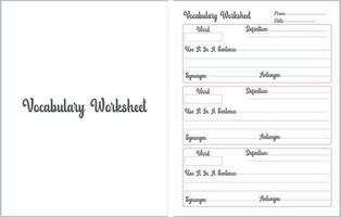 Vocabulary Worksheet . vector