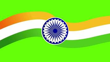 Indien flagga med modren Indien flagga färger med element grön skärm fri video