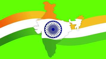 Indien flagga med modren Indien flagga färger med element grön skärm fri video