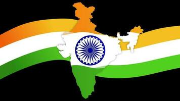 Indien flagga med modren Indien flagga färger med element på svart bakgrund fri video