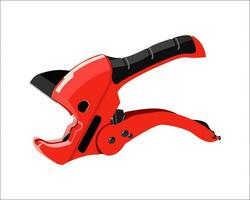 Vector Illustration Multifunction Ratchet type PVC Tube and Plastic Pipe Cutter, Pipe Cutting, Plumbing Pipe, Wire and Trunking cutter isolated on white background. Carpentry tools.