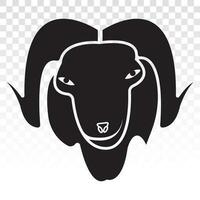 Sheep or goats head with horns flat vector icon for apps or website