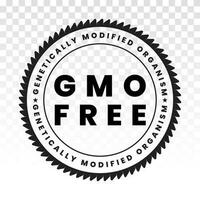 genéticamente modificado organismo gmo gratis o no gmo comida embalaje pegatina etiquetas vector